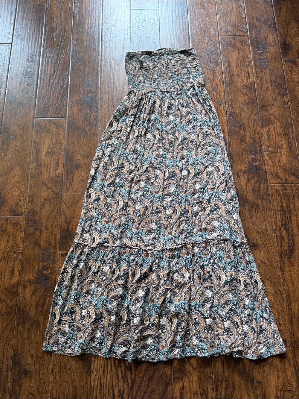 Earthbound Trading Company Smocked Paisley Maxi Dress, size medium
